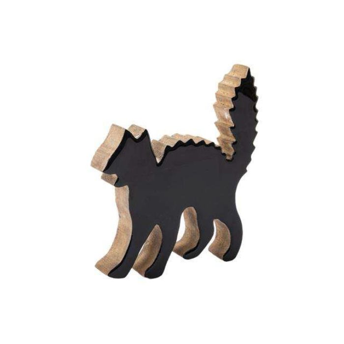 Chat noir décoratif en bois 7,5 po x 6,7 po x 1 po