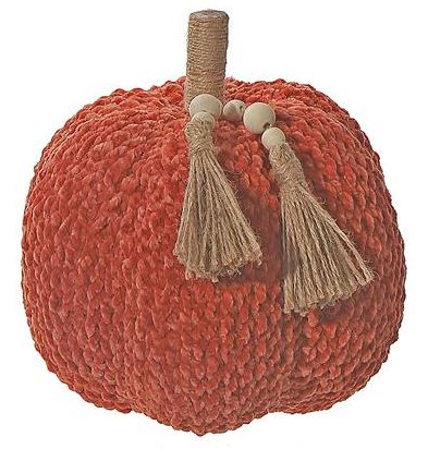 Citrouille 7,5 po x 8 po en tricot de polyester orange