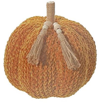 Citrouille 7,5 po x 8 po en tricot de polyester jaune
