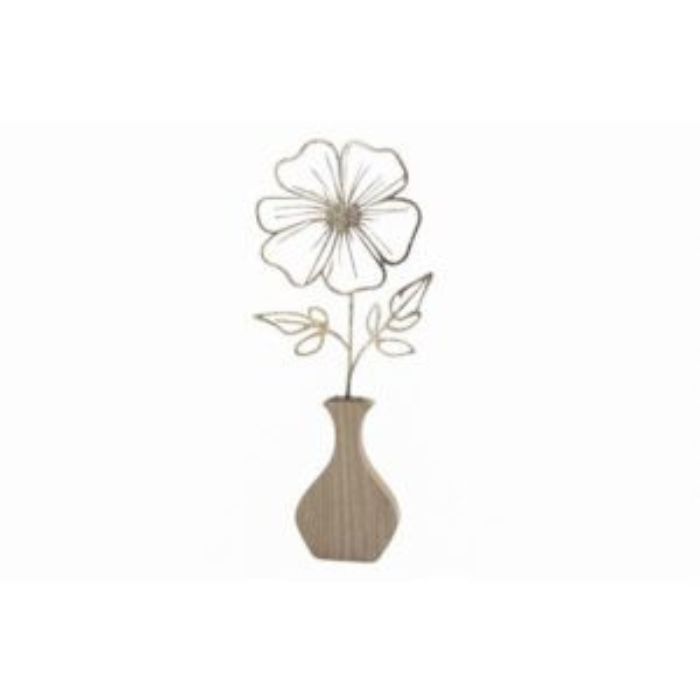Fleur décorative en bois et métal or 6,1 po x 1 po x 14,6 po hibiscus