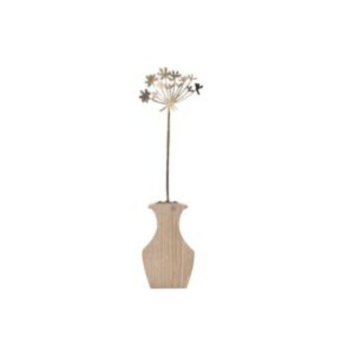 Fleur décorative en bois et métal or 4,3 po x 1 po x 15 po allium