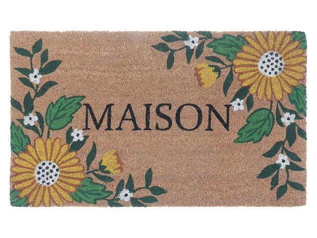 Tapis d'entrée coco maison avec des tournesols