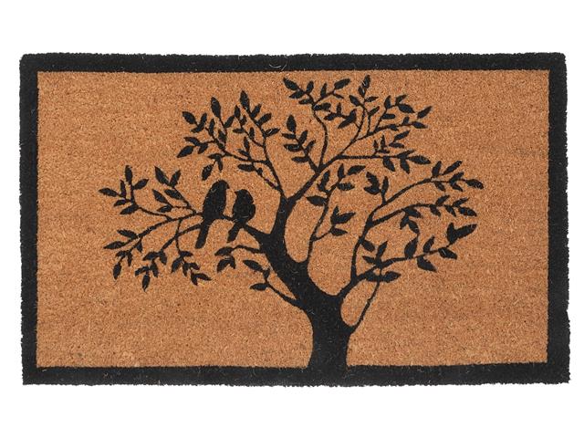 Tapis d'entrée coco arbre noir avec des oiseaux