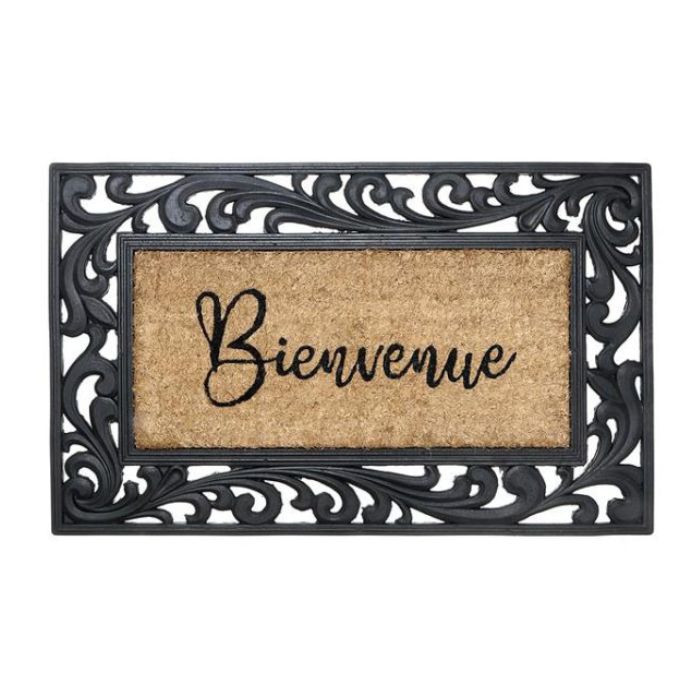 Tapis d'entrée en coco et caoutchouc 18 po x 30 po Bienvenue