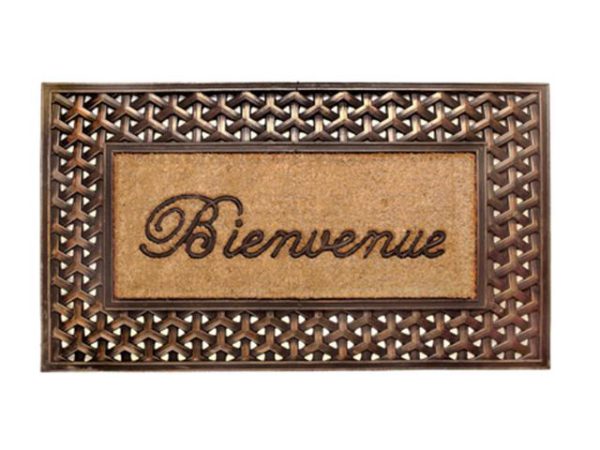 Tapis d'entrée en coco et caoutchouc 23 po x 38 po "Bienvenue"