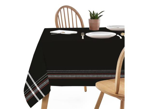 Nappe en tissu bleu bord ligné