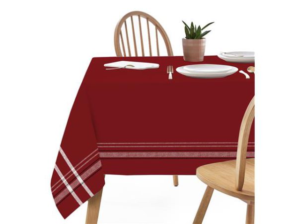 Nappe en tissu bleu bord ligné
