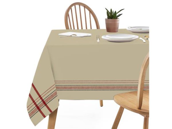 Nappe en tissu bleu bord ligné