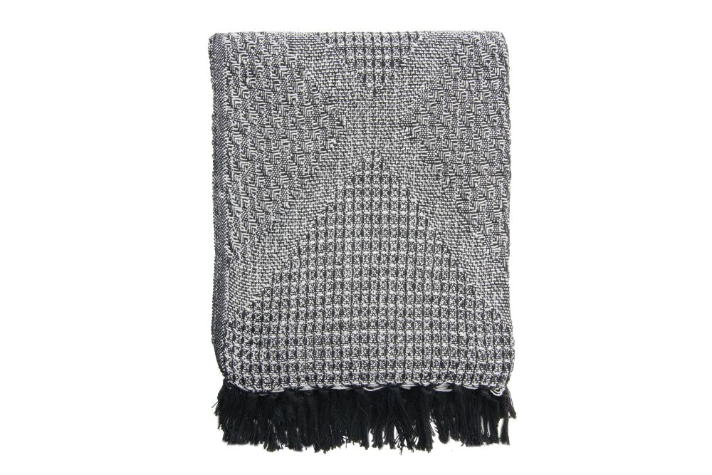 Jeté 50 po x 60 po en coton blanc et noir
