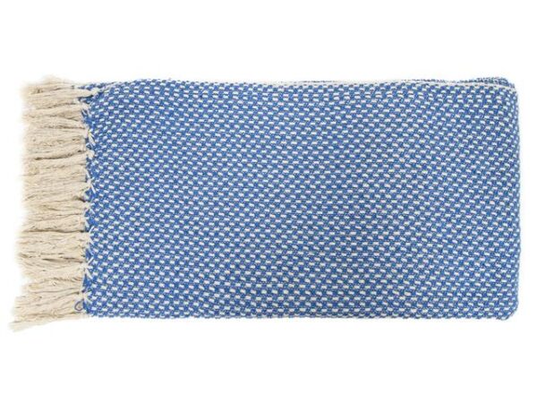 Jeté 50 po x 60 po en coton bleu et beige