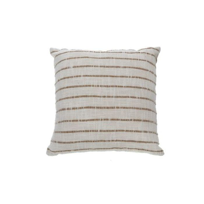 Coussin 18 po x 18 po en coton ligné gris et beige