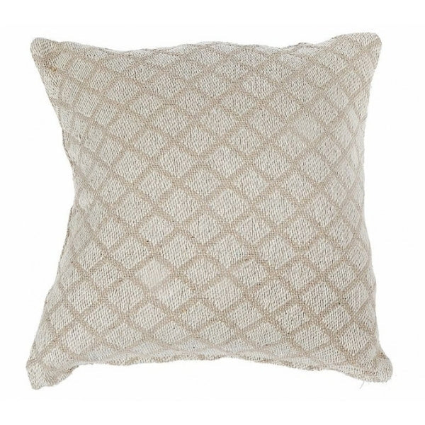 Coussin 18 po x 18 po beige avec motif de diamants