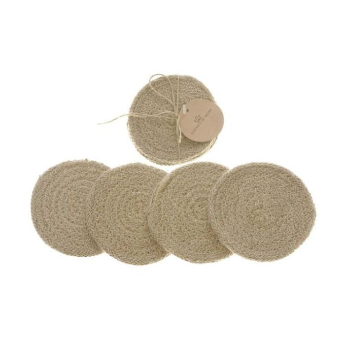Sous-verre rond en jute 4 po x 4 po beige (paquet de 4)
