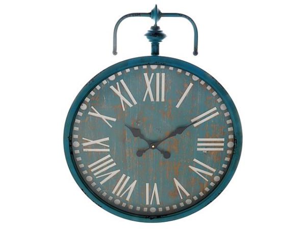 Horloge 19 po x 24 po nautica bleue antique