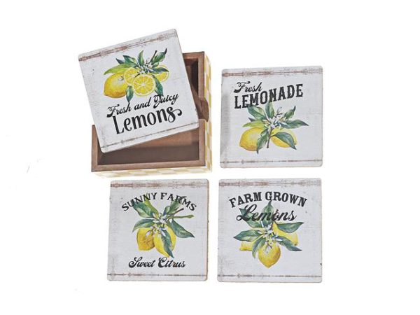 Sous-verre carré 5 po citron (paquet de 4)