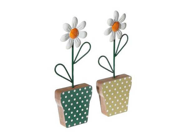 Margerite sur pied en bois 4 po x 10,25 po