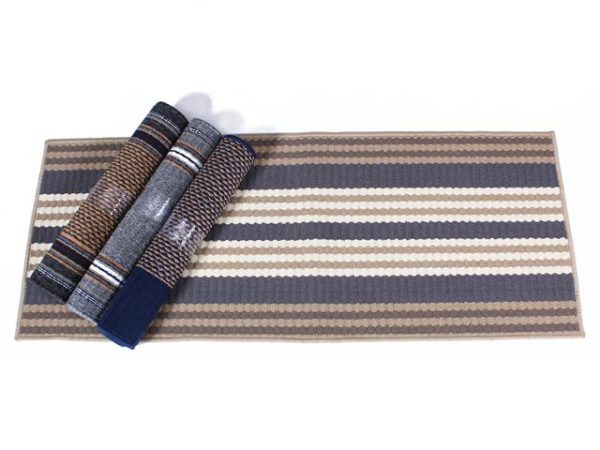 Tapis 36 po x 48 po ligné brun bleu et beige