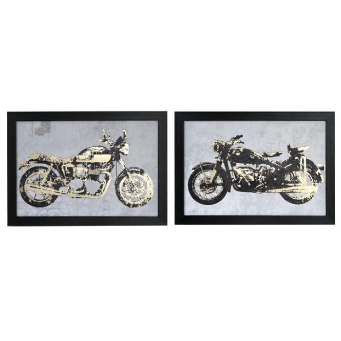Tableau 20 po x 26 po moto noir et beige