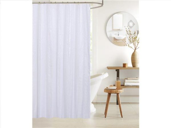 Rideau de douche 70 pouces x 72 pouces avec crochets en C blanc