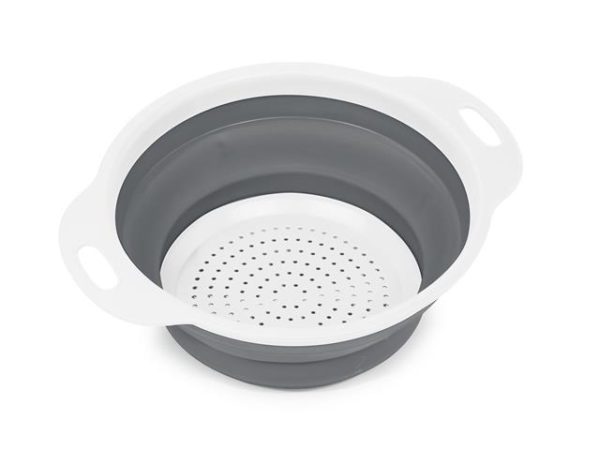 Passoire pliable 12 po x 10 po x 3,5 po blanc et gris