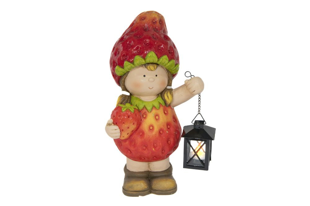 Fille fraise avec lanterne 9 po x 7 po x 14,75 po