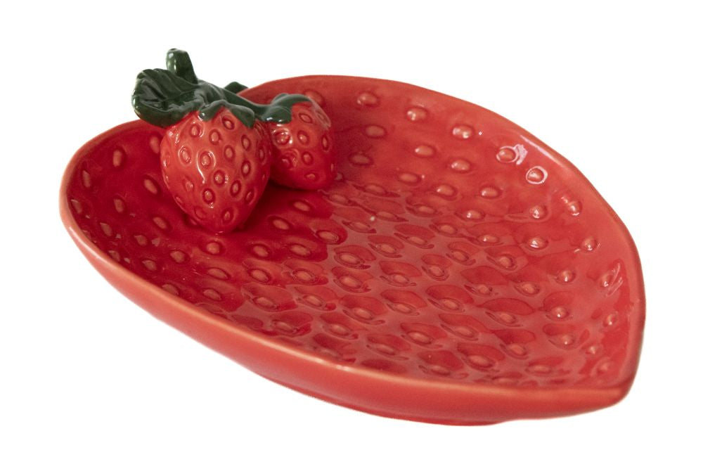 Assiette en porcelaine 7,4 po x 5,9 po fraise