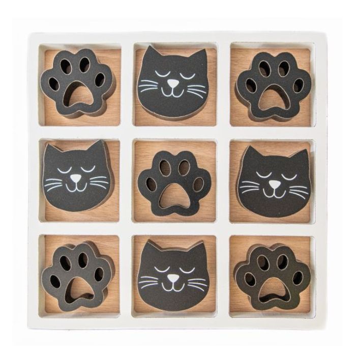 Tic Tac Toe en bois 11,75 po chat