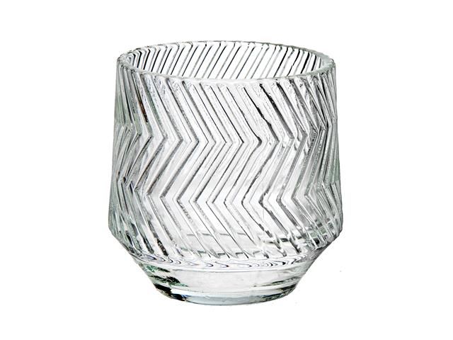 Porte-chandelle en verre 4 po motif chevron