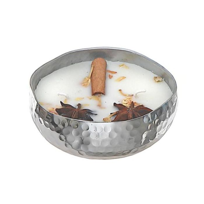 Chandelle au soya parfumée avec 2 mèches dans pot en métal 5,29 oz Vanille de Madagascar