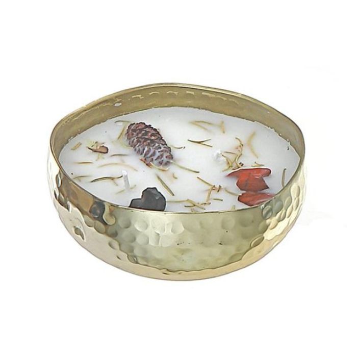 Chandelle au soya parfumée avec 2 mèches dans pot en métal 5,29 oz Chêne et acajou