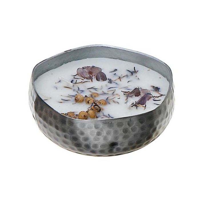 Chandelle au soya parfumée avec 2 mèches dans pot en métal 5,29 oz Lavande française
