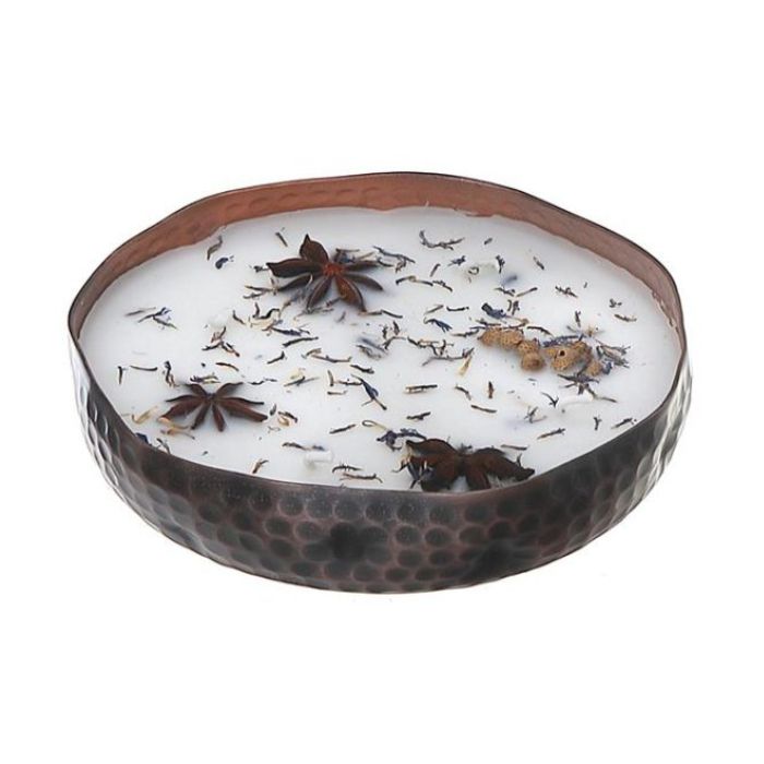 Chandelle au soya parfumée avec 4 mèches dans pot en métal 10,6 oz Prune rose barossa