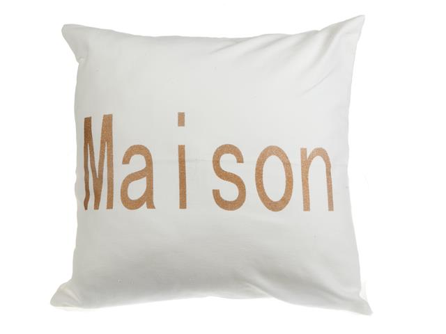 Coussin 18 po x 18 po blanc Maison doré