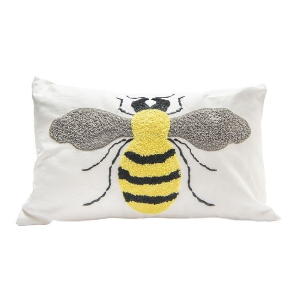 Coussin 20 po x 12 po abeille brodée