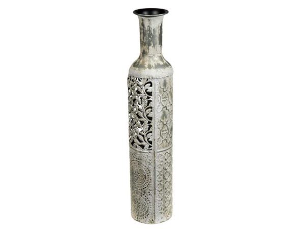 Vase en métal modèle Junction blanc