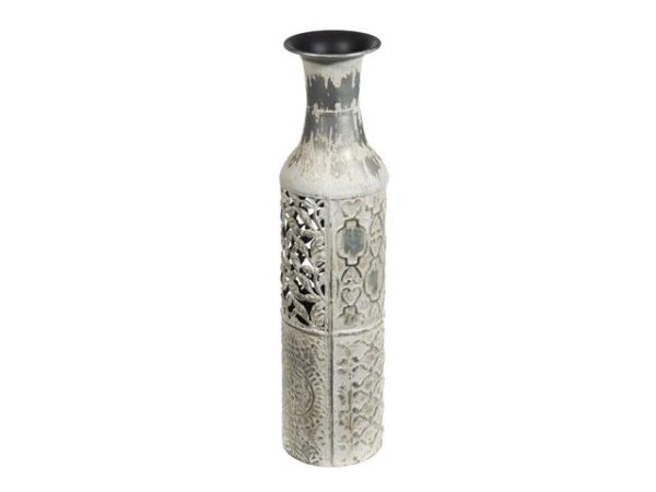 Vase en métal modèle Junction blanc