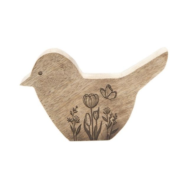 Oiseau décoratif 7 po x 4,5 po x 1 po en bois