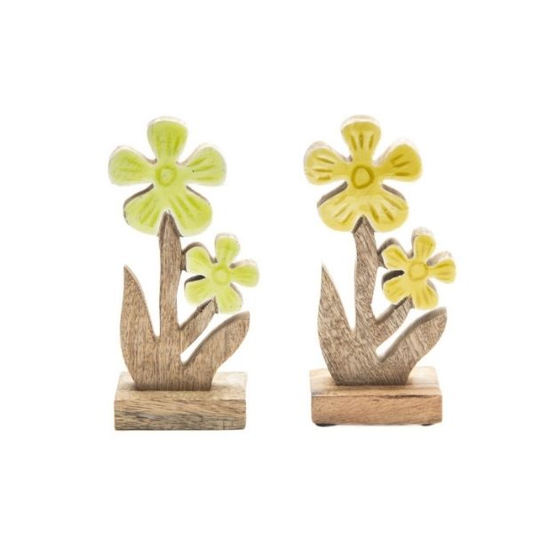 Fleur décorative 7 po x 3 po x 2 po en bois