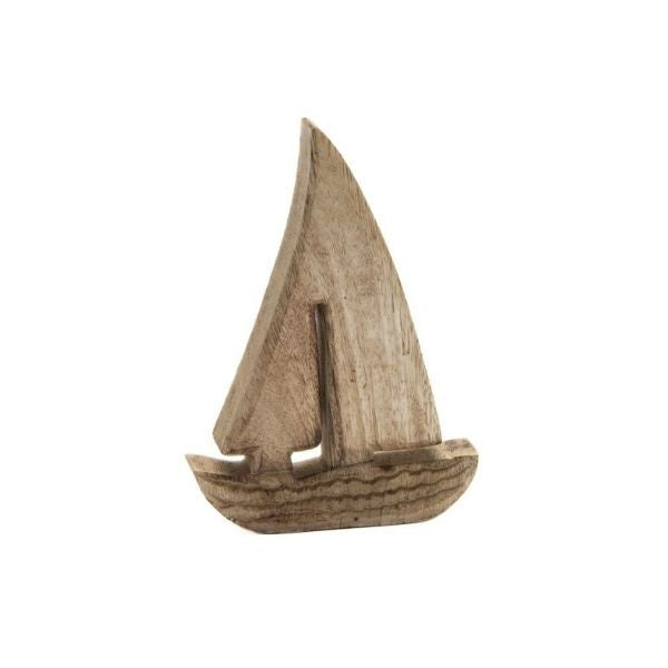 Bateau décoratif 6,7 po x 4,5 po x 1 po en bois