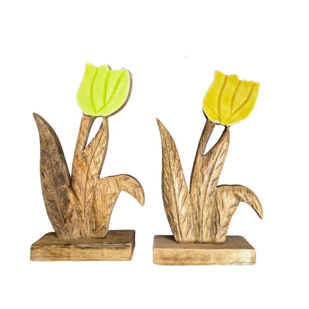 Tulipe en bois 8 po x 4,5 po x 2 po