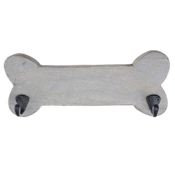 Plaque en forme d'os en bois gris 12 po x 2,5 po x 4,75 po avec 2 crochets