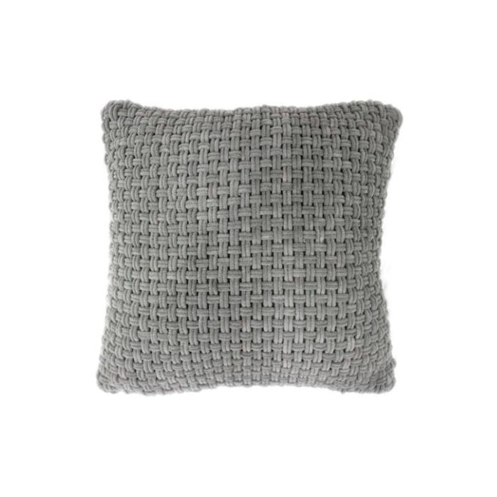 Coussin 18 po x 18 po tissée en nattes gris