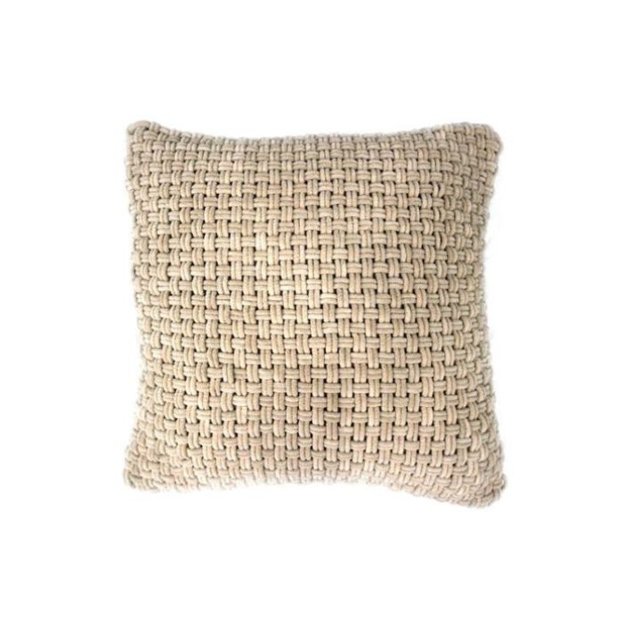 Coussin 18 po x 18 po tissée en nattes taupe
