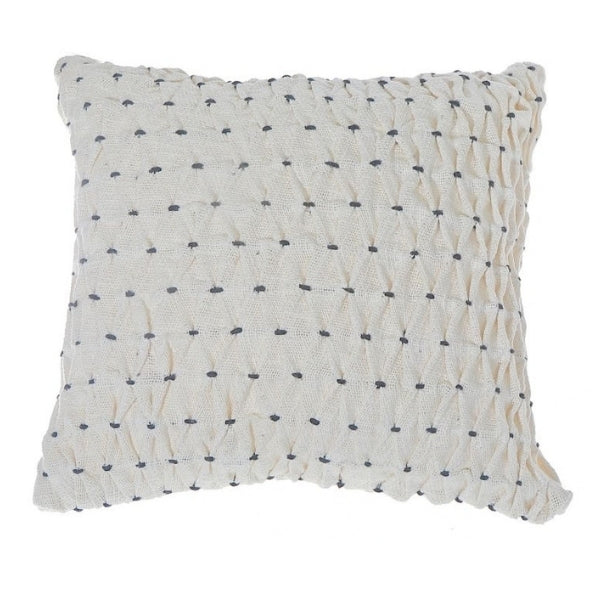 Coussin 18 po x 18 po en coton ivoire et surpiqure noire