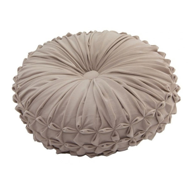 Coussin rond 16 po en velours rose blush