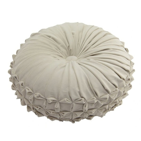 Coussin rond 16 po en velours ivoire