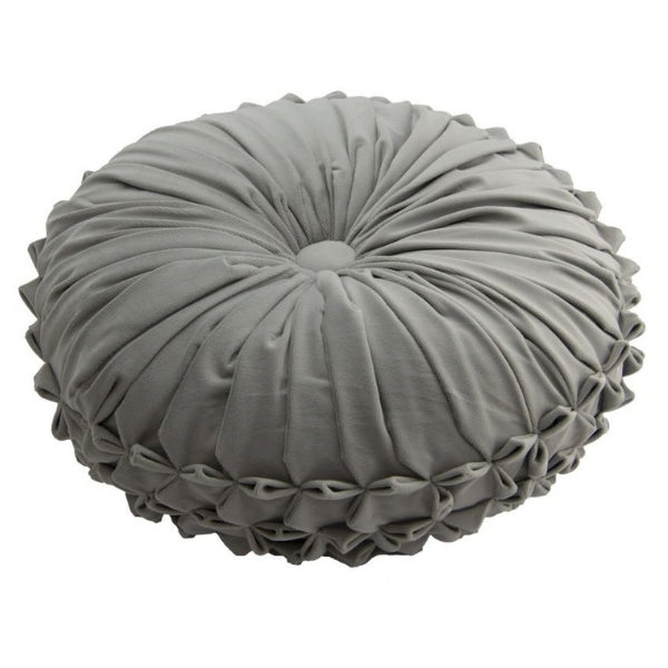 Coussin rond 16 po en velours argent