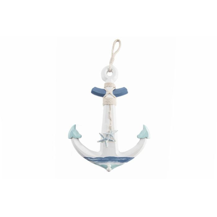 Ancre de bateau en bois 13 po x 2 po x 21 po bleu
