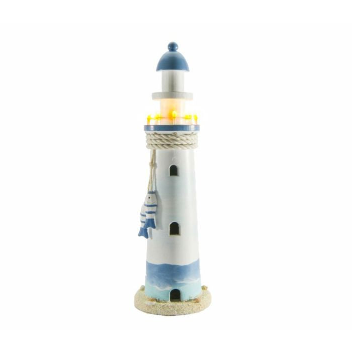 Phare en bois bleu DEL