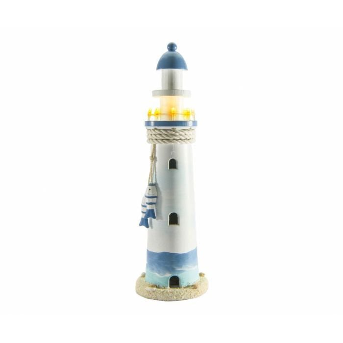 Phare en bois bleu DEL
